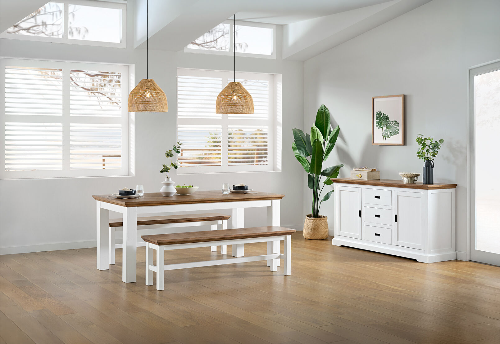 CHARLSBOURG BENCH WHITE/DARK PINE