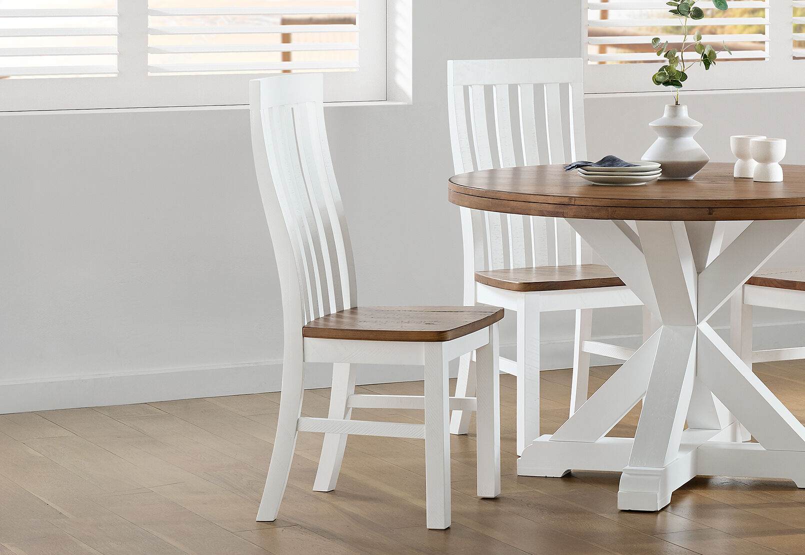 CHARLSBOURG DINING CHAIR WHITE/DARK PINE