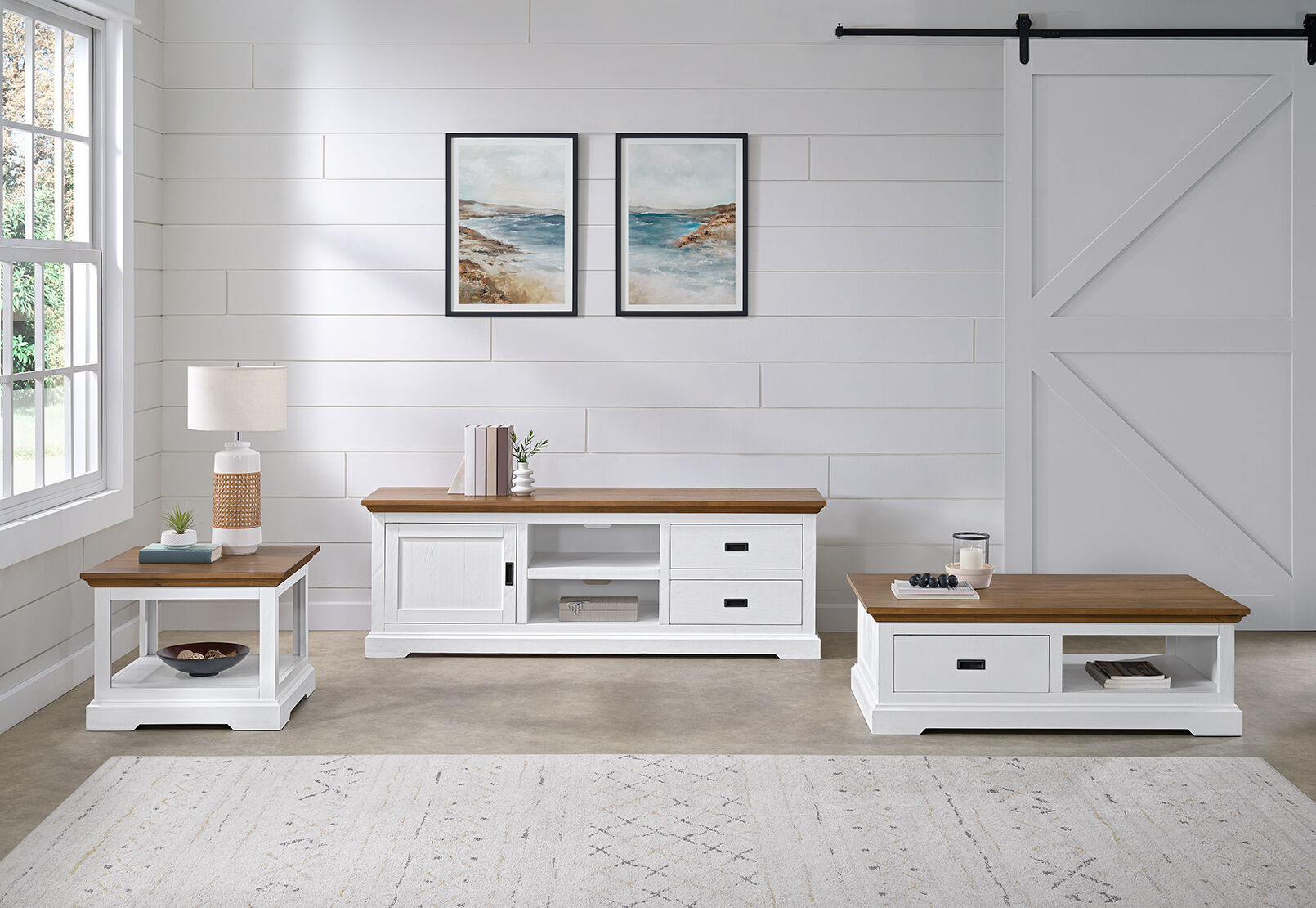 CHARLSBOURG LAMP TABLE WHITE/DARK PINE
