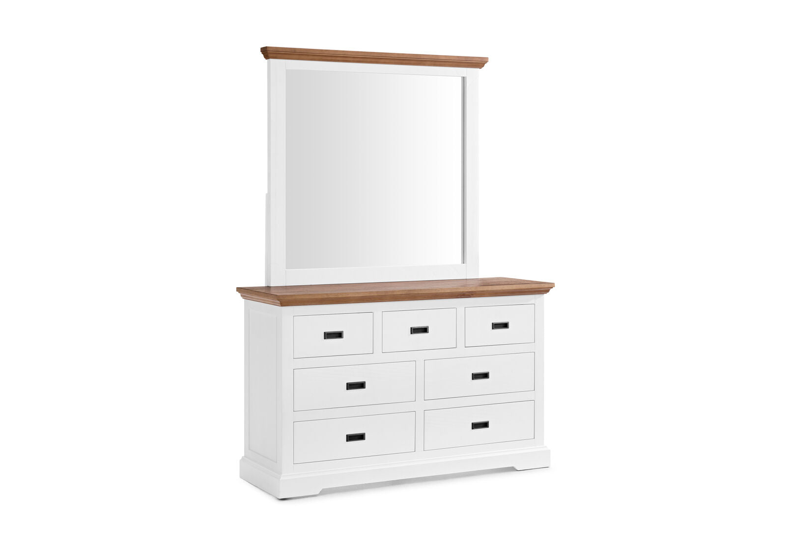 CHARLSBOURG DRESSER WITH MIRROR WHITE/DARK PINE