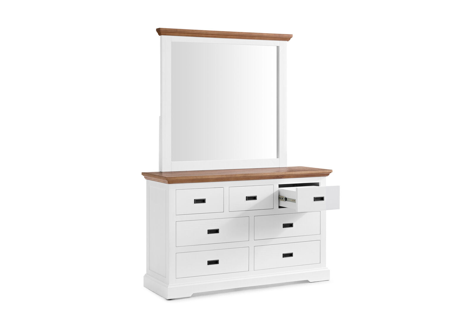 CHARLSBOURG DRESSER WITH MIRROR WHITE/DARK PINE