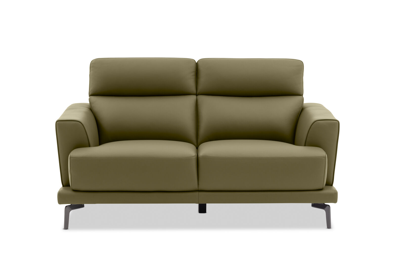 MONDRICH LEATHER 2 SEATER SOFA OLIVE GREEN