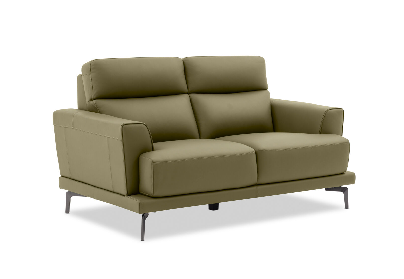 MONDRICH LEATHER 2 SEATER SOFA OLIVE GREEN