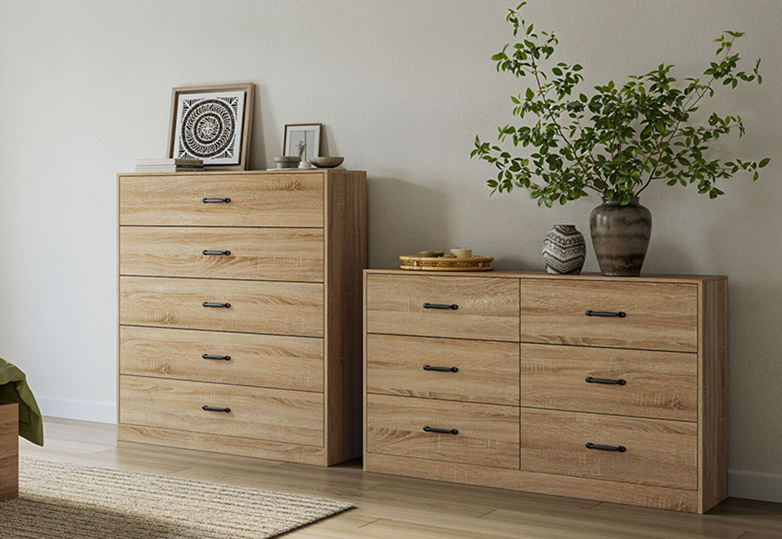 NIVA 6 DRAWER DRESSER OAK