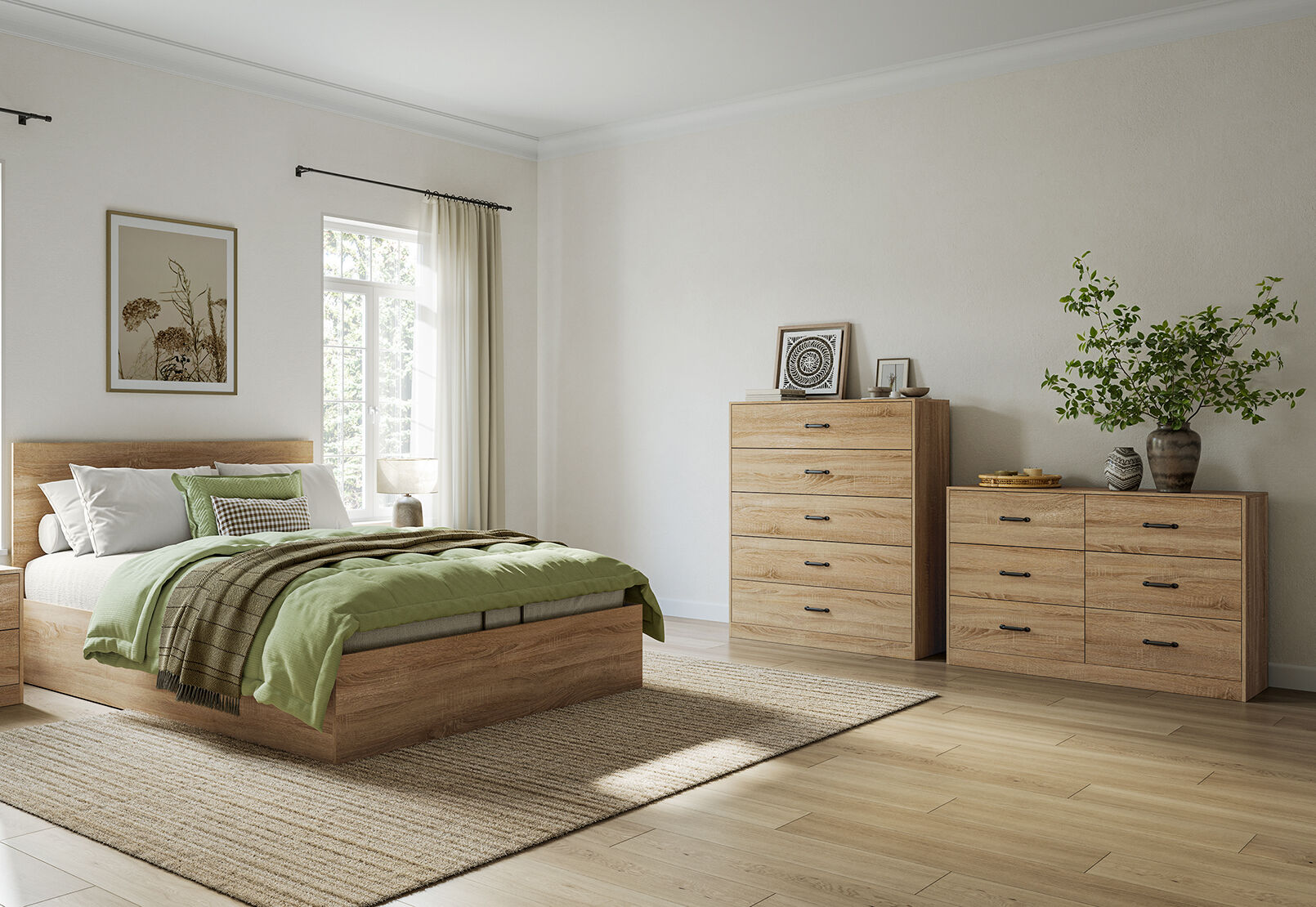NIVA 6 DRAWER DRESSER OAK