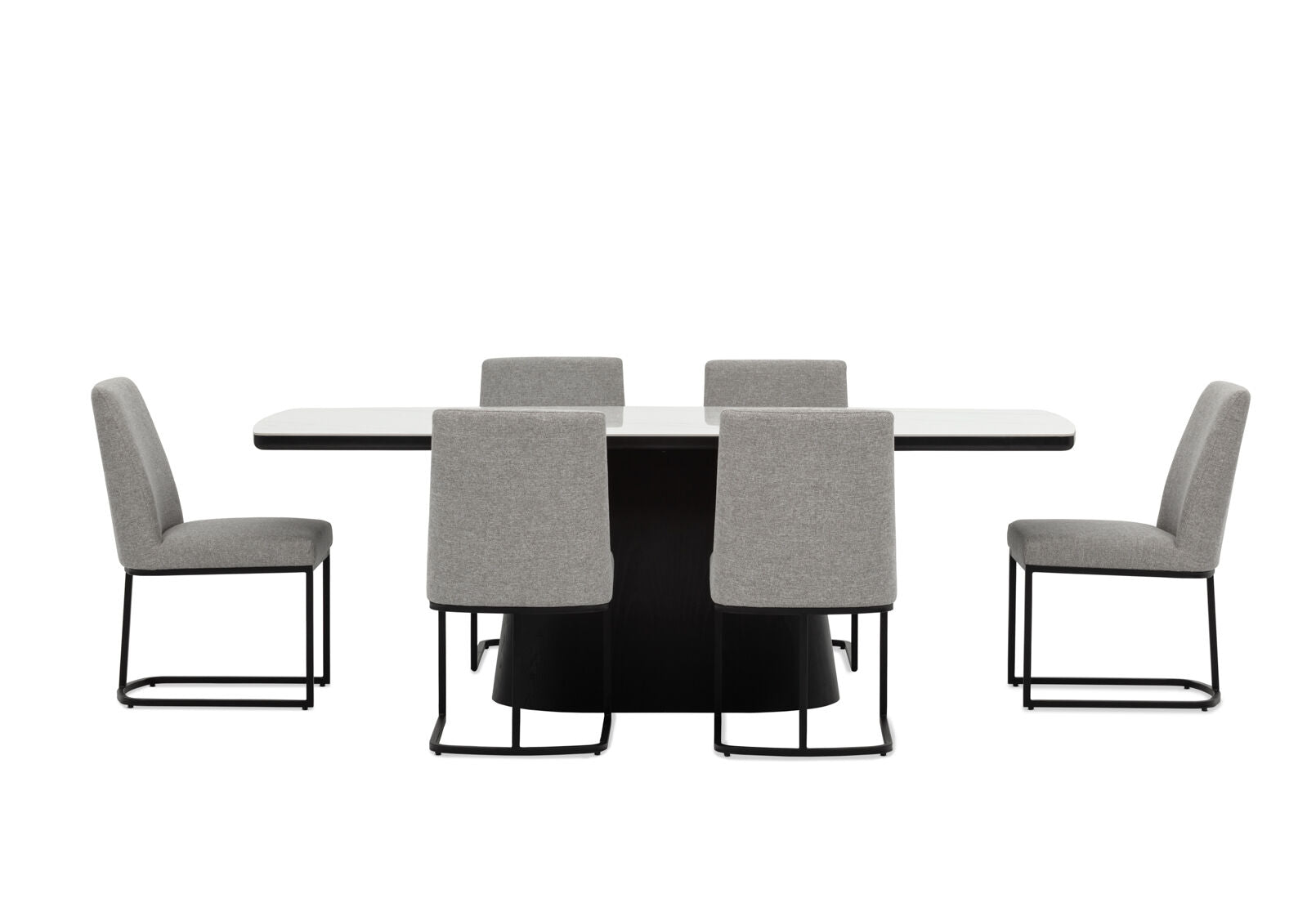 DORVAL 7 PIECE DINING SUITE WITH NEVIS CHAIRS WHITE / GREY