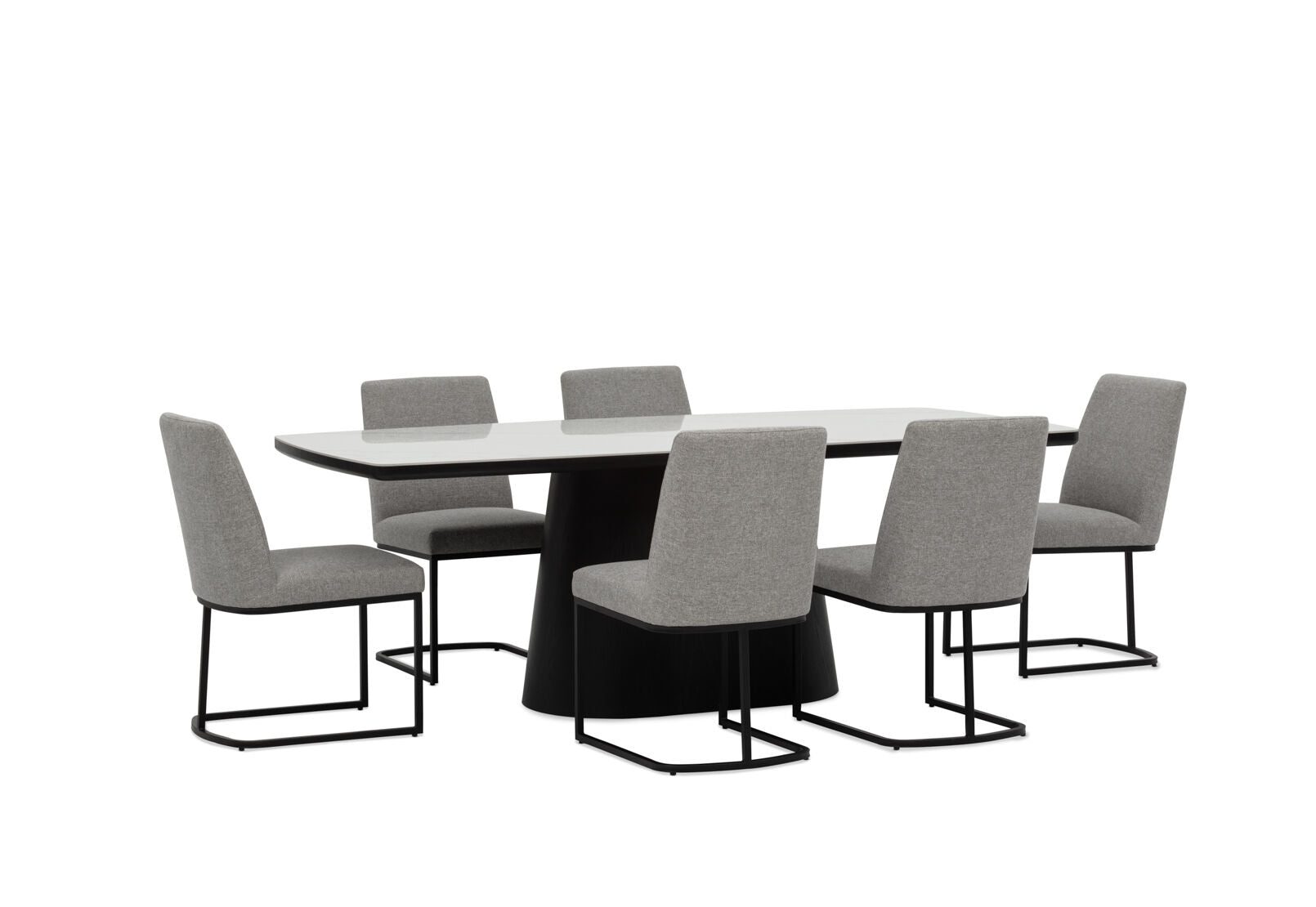 DORVAL 7 PIECE DINING SUITE WITH NEVIS CHAIRS WHITE / GREY