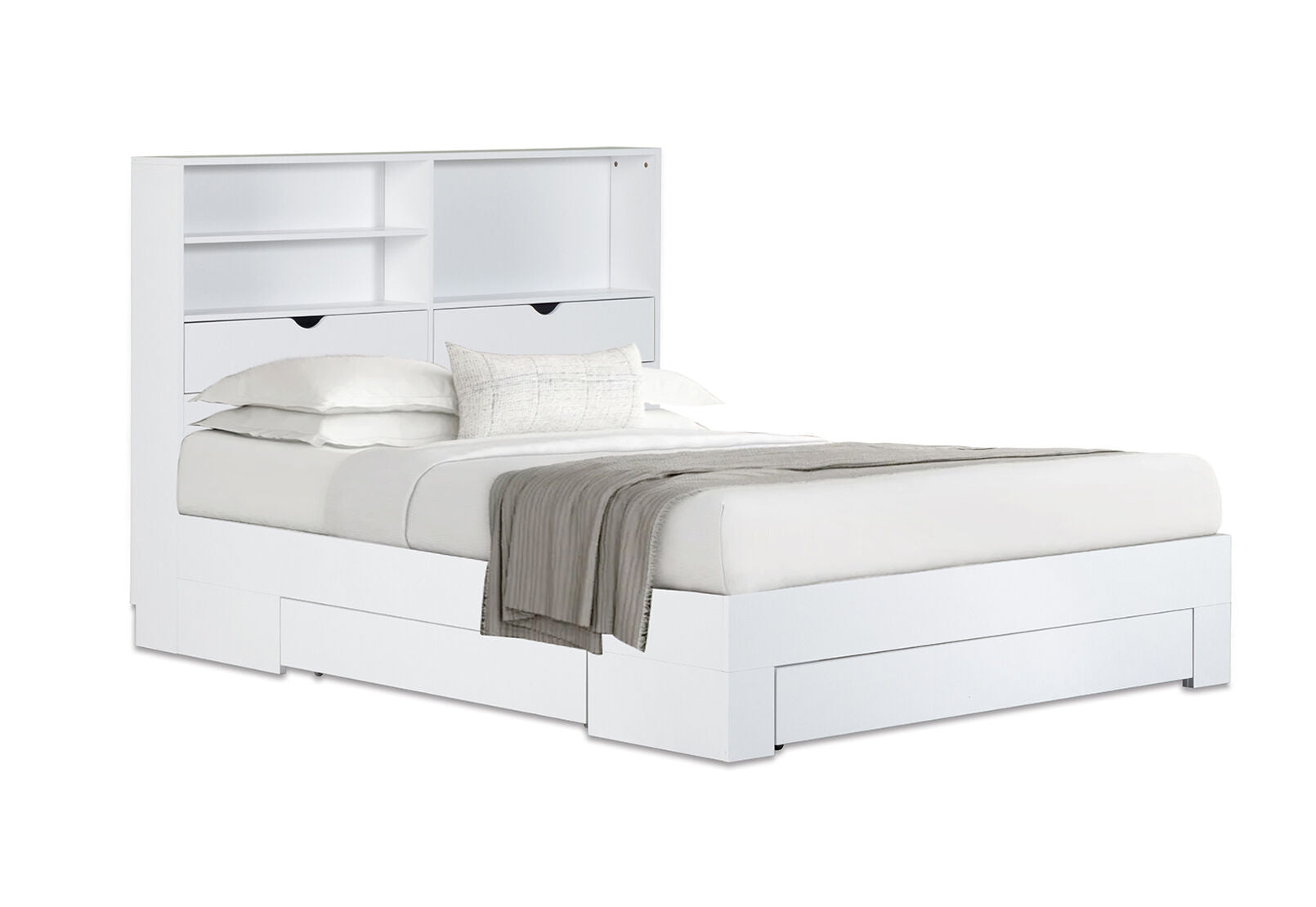 NIVA QUEEN BED DRAWER WHITE