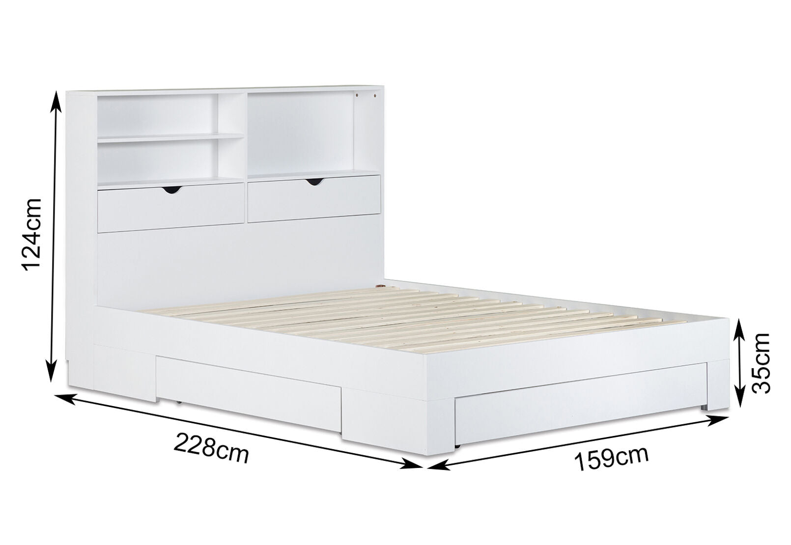 NIVA QUEEN BED DRAWER WHITE