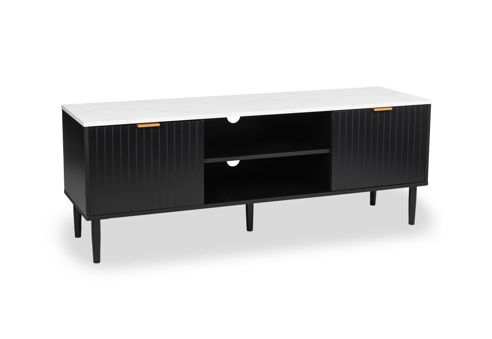 SHAW 2 DRAWER ENTERTAIMENT UNIT BLACK/MARBLE