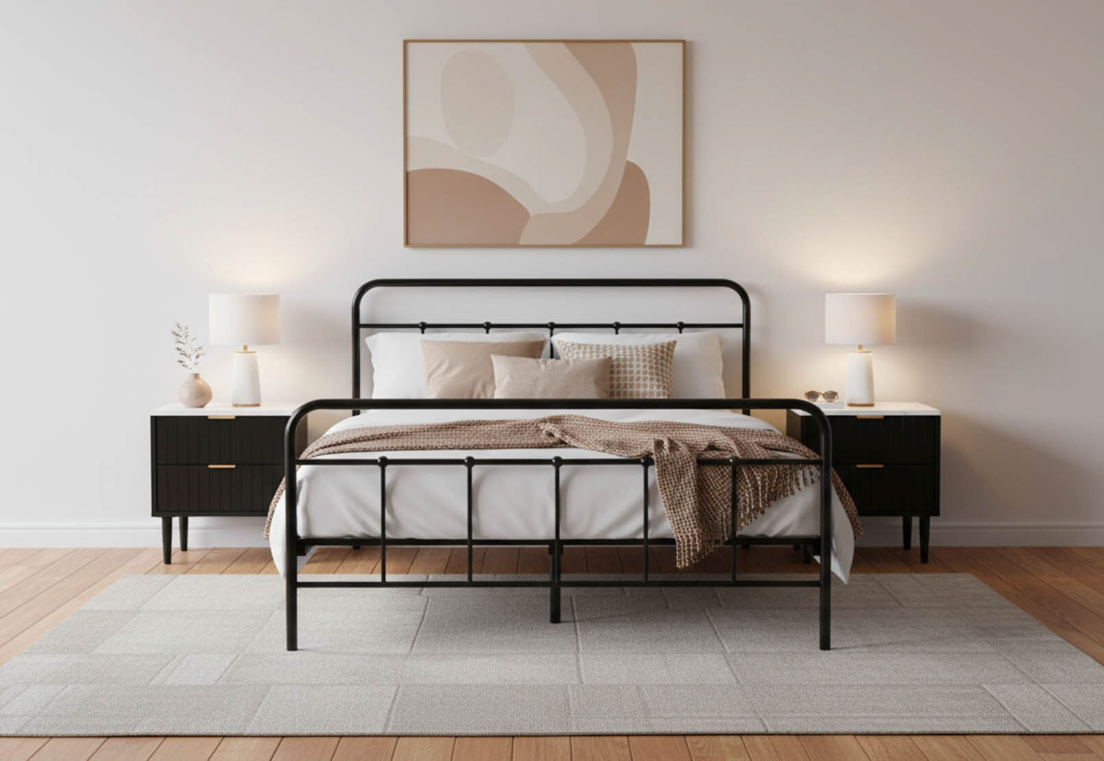 SHAW 2 DRAWER BEDSIDE BLACK/MARBLE