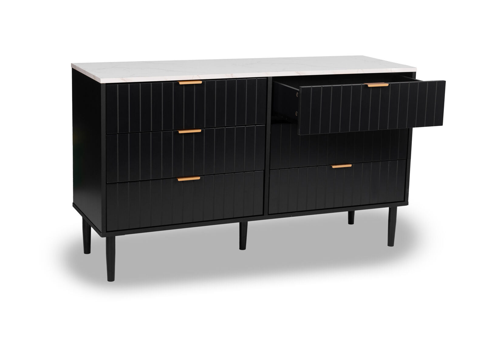 SHAW 6 DRAWER DRESSER BLACK/MARBLE