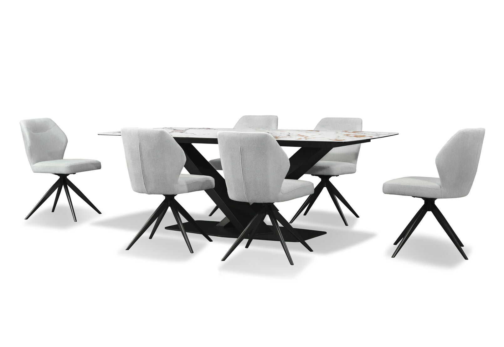 LEGANA 7 PIECE DINING SUITE WITH ALDRIC DINING CHAIRS MARBLE/GREY