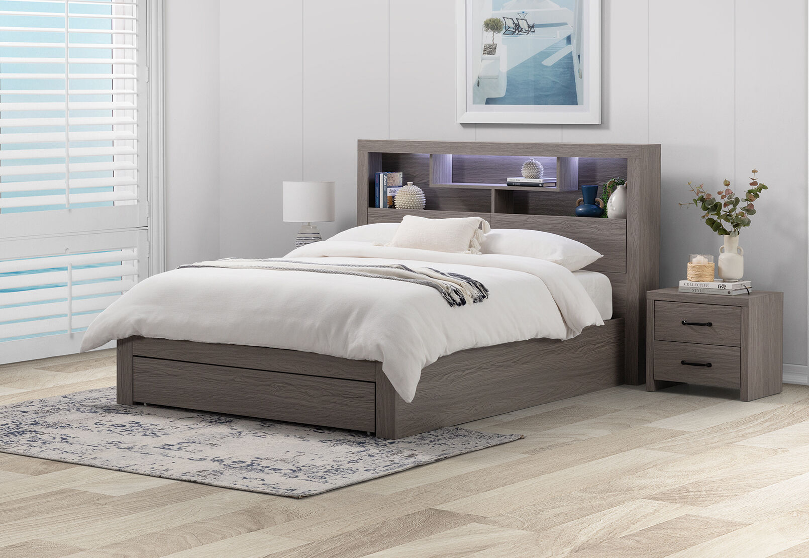 GEOVANA KING BED GREY