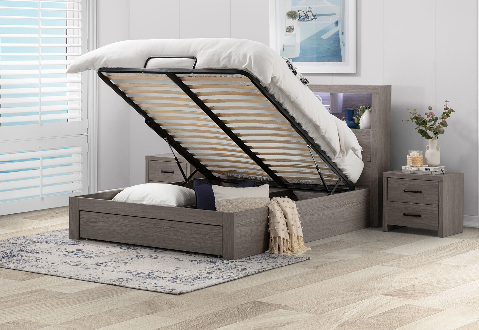 GEOVANA KING BED GREY