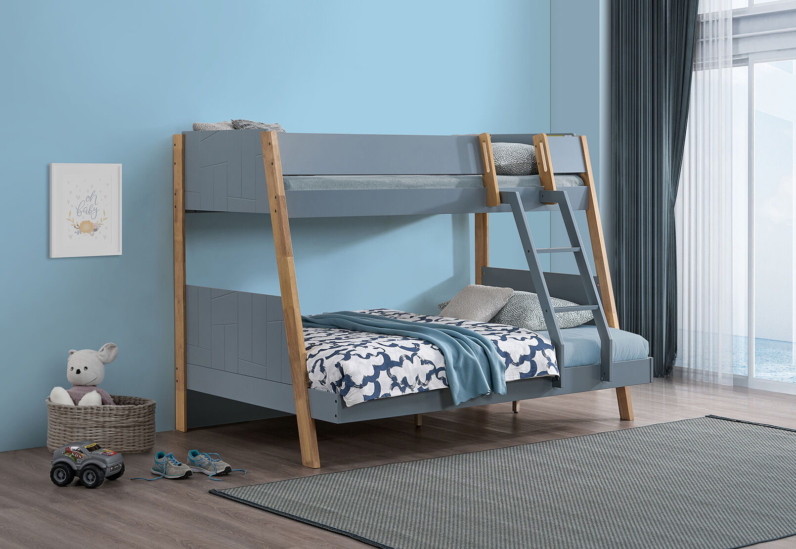 LILLESAND SINGLE OVER DOUBLE BUNK GREY