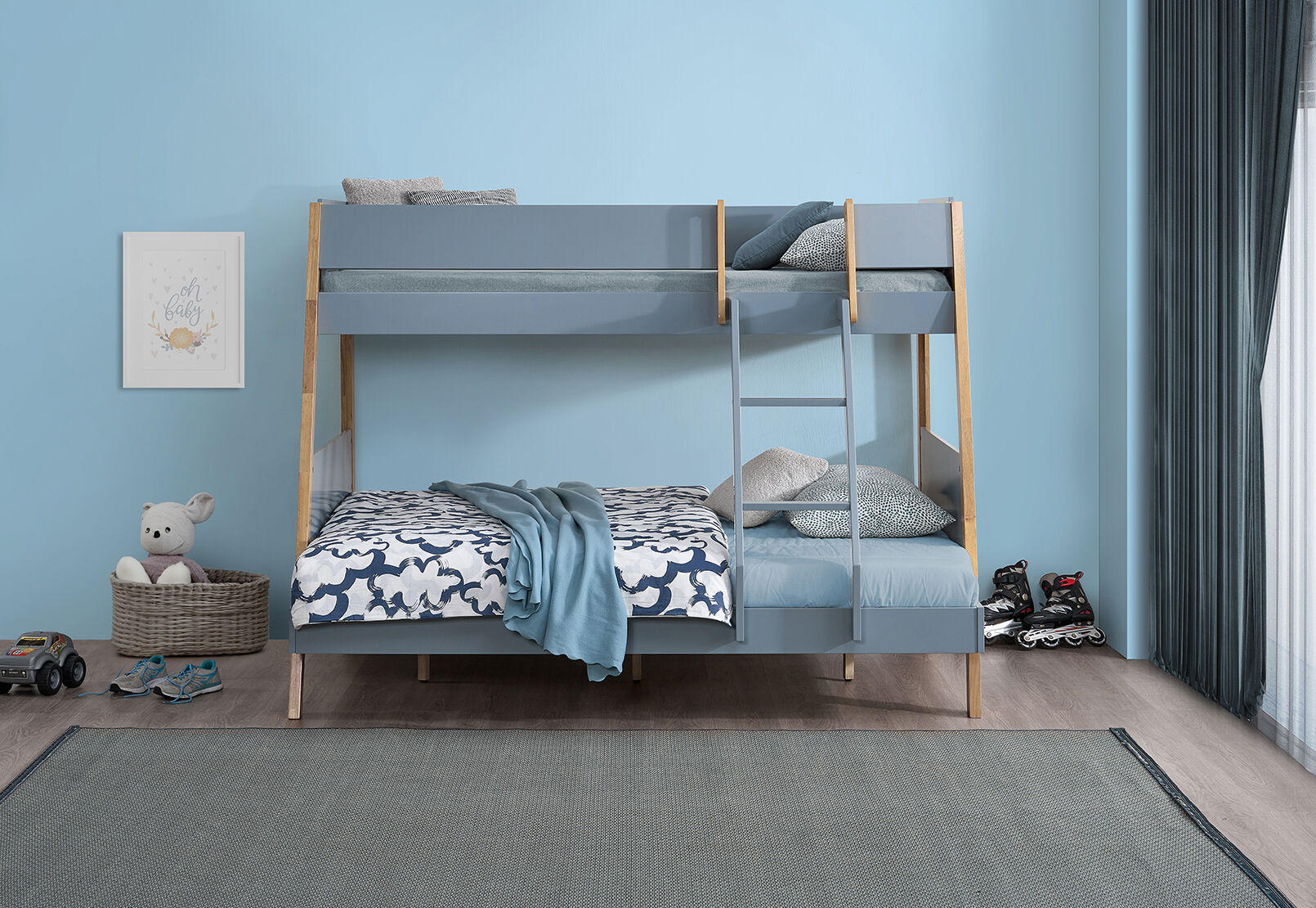 LILLESAND SINGLE OVER DOUBLE BUNK GREY