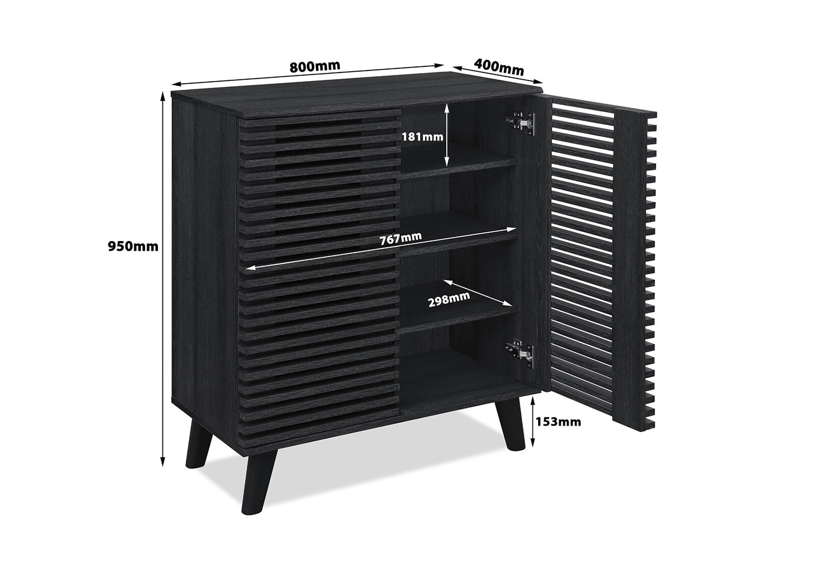 POPE 2 DOOR SMALL BUFFET BLACK