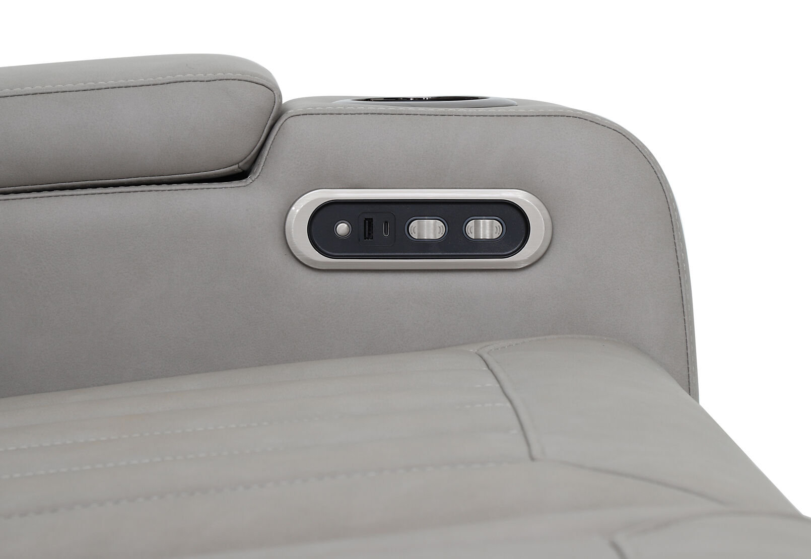 THANE FABRIC 2 SEATER WITH ELECTRIC RECLINERS LIGHT GREY