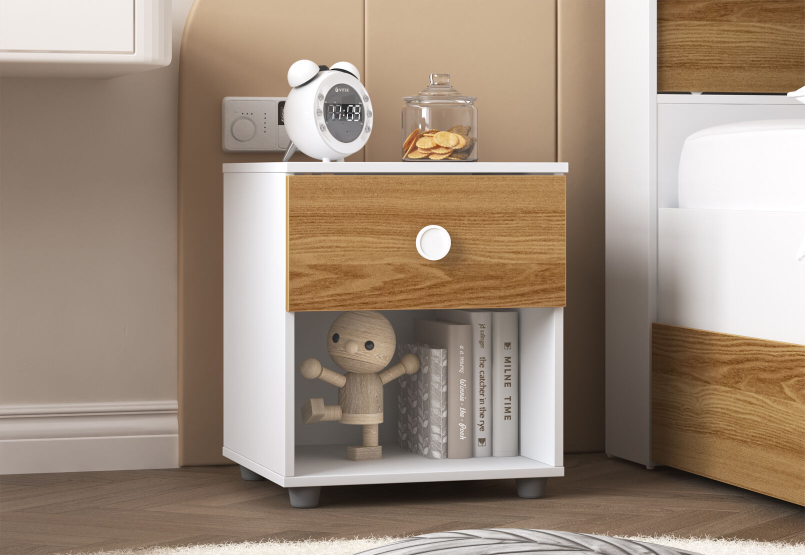 WHEELER BEDSIDE WHITE/NATURAL