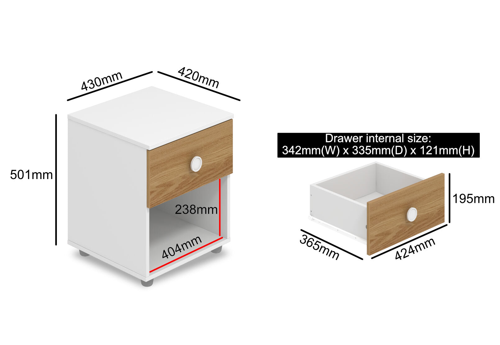 WHEELER BEDSIDE WHITE/NATURAL