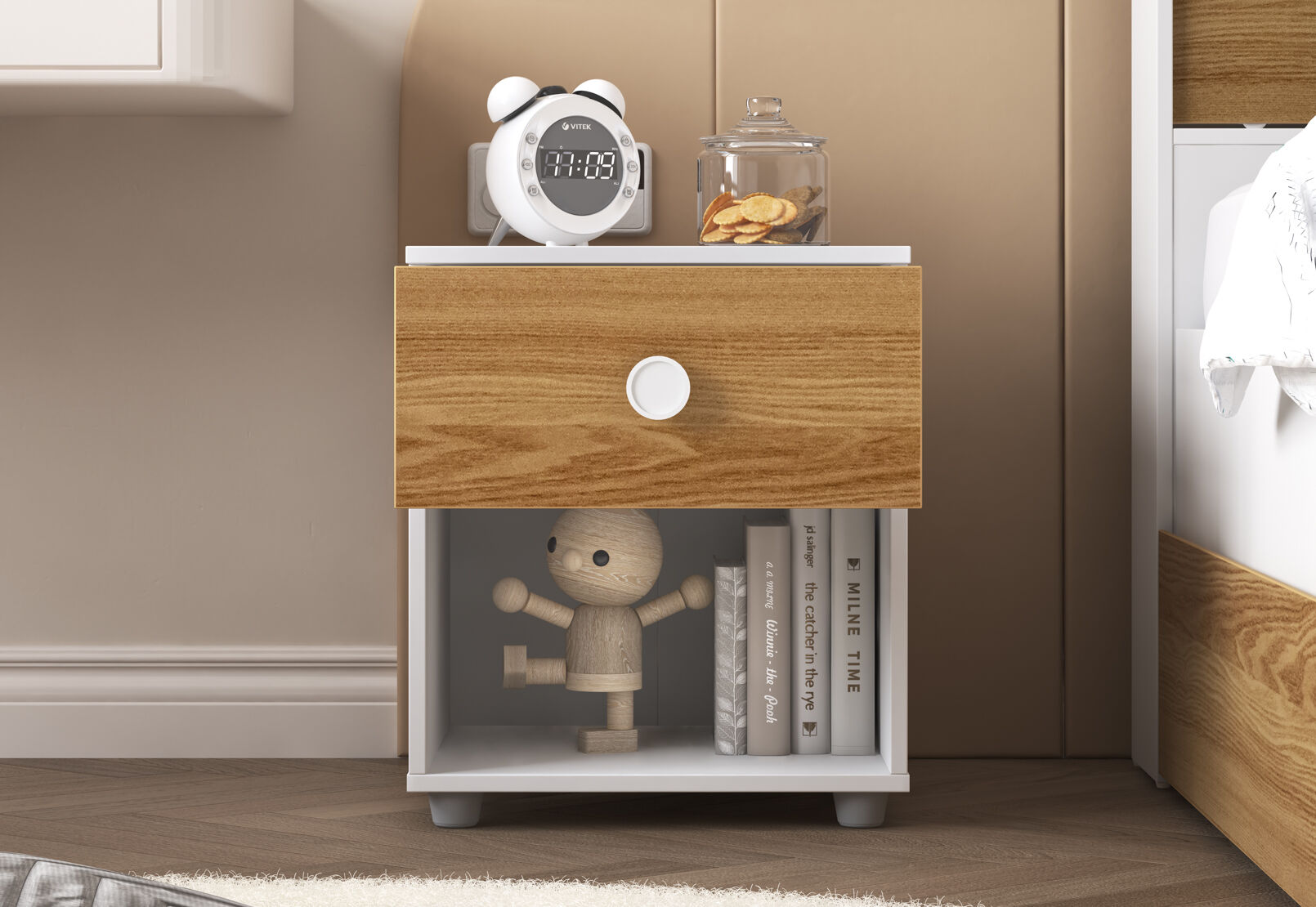 WHEELER BEDSIDE WHITE/NATURAL