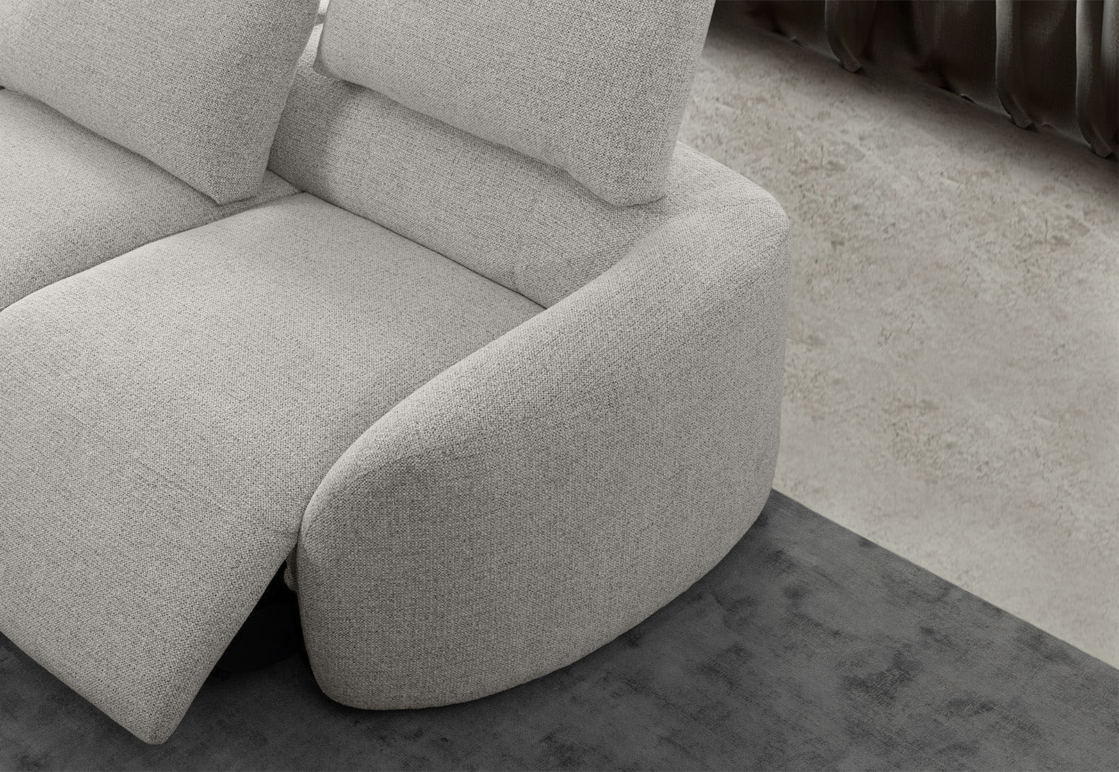 ARETHA FABRIC 2.5 SEATER WITH INBUILT ELECTRIC RECLINERS OYSTER