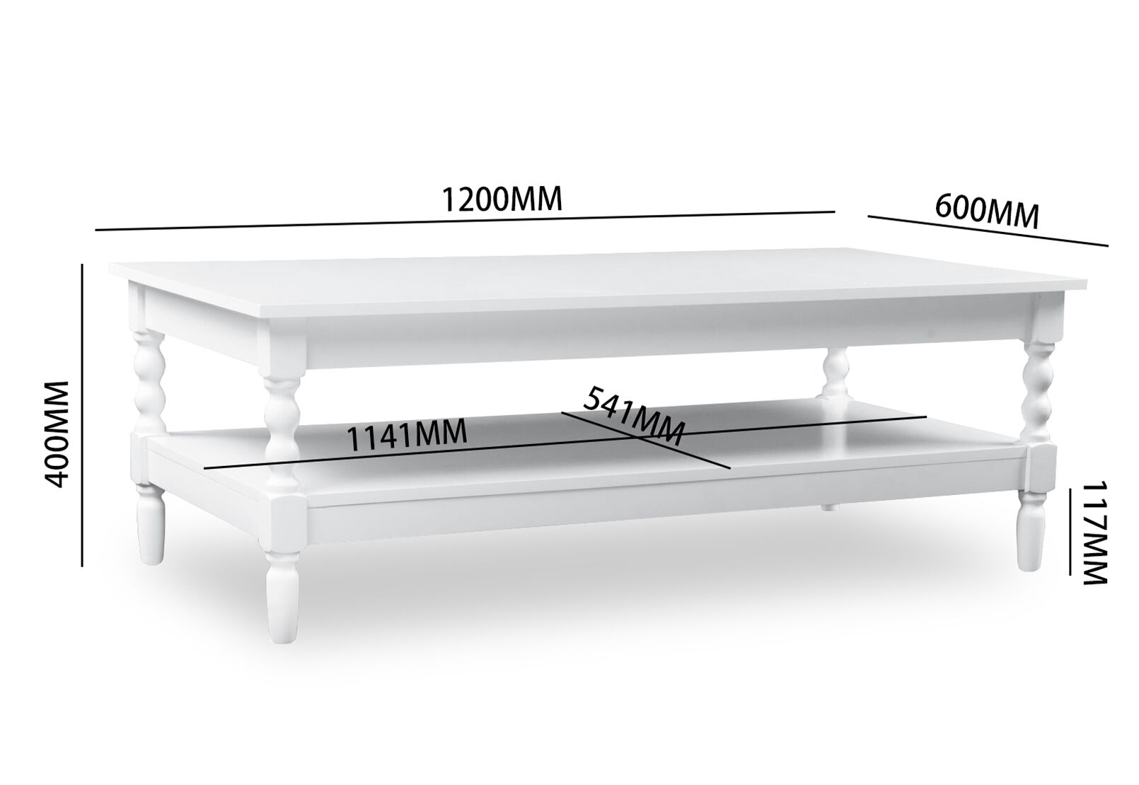 JAMESPORT 1200MM COFFEE TABLE WHITE