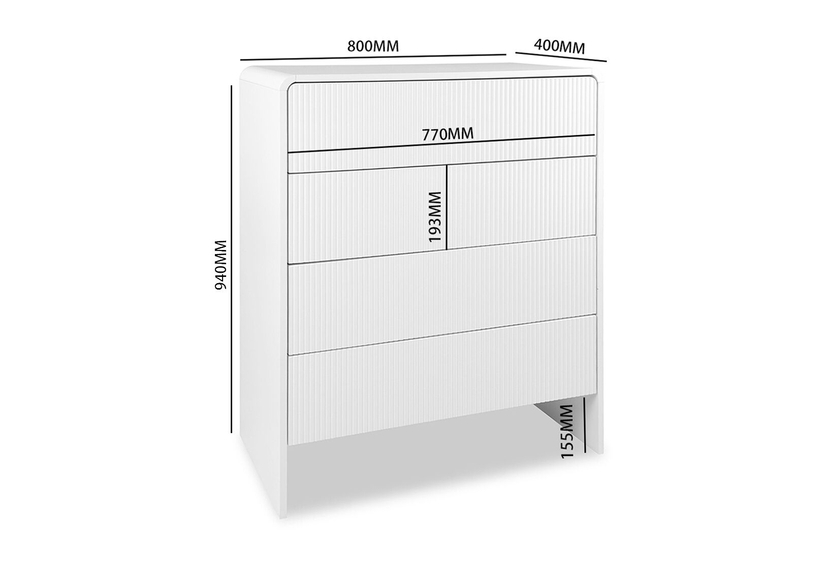 PALMEA 4 DRAWER TALL CHEST WHITE