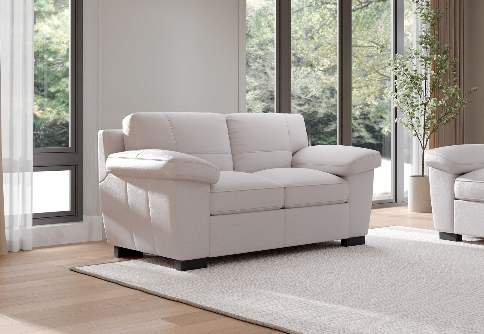 PERSEUS LEATHER 2 SEATER SOFA LIGHT GREY