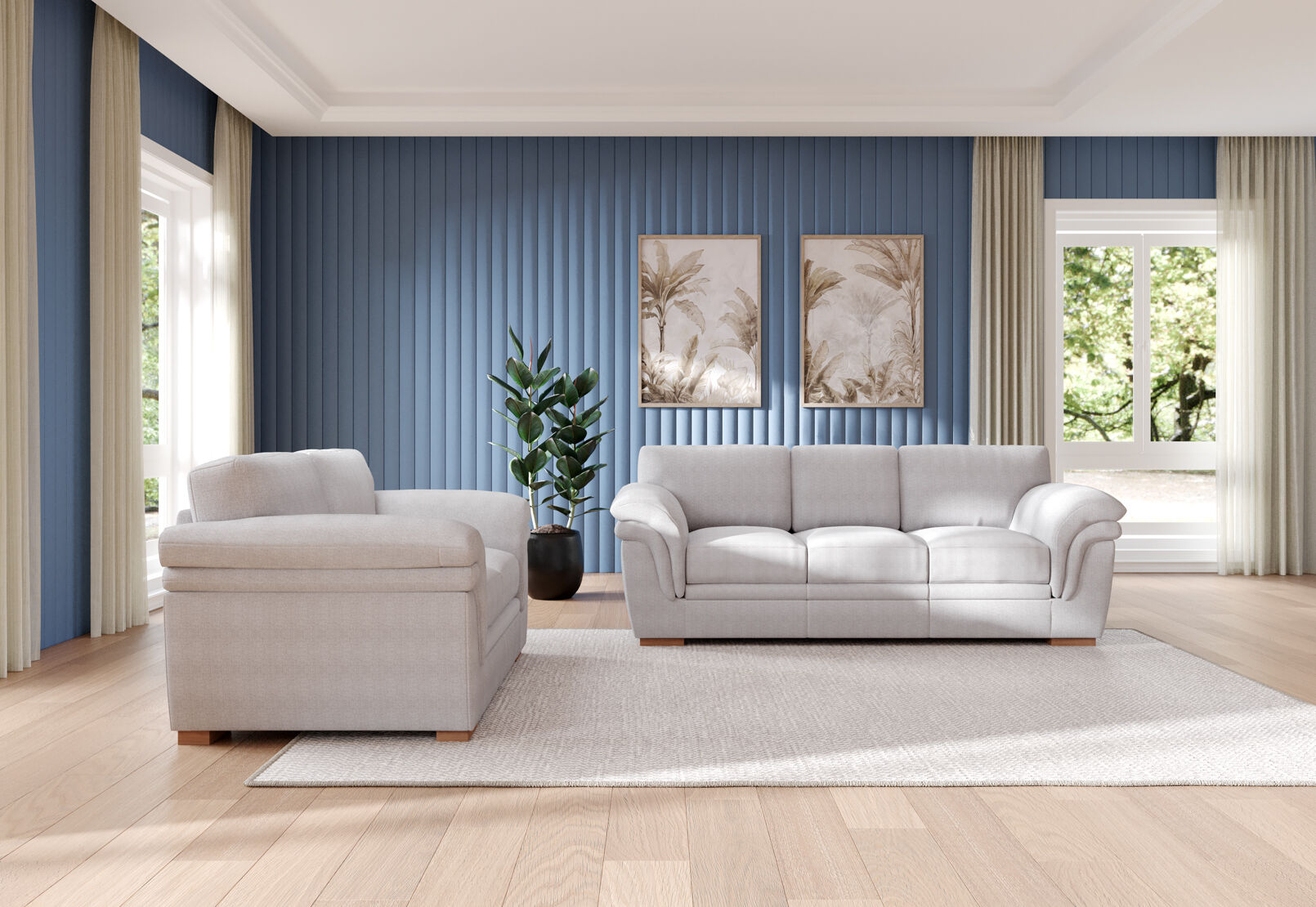 YAMILA FABRIC 2 Seater Sofa LIGHT GREY