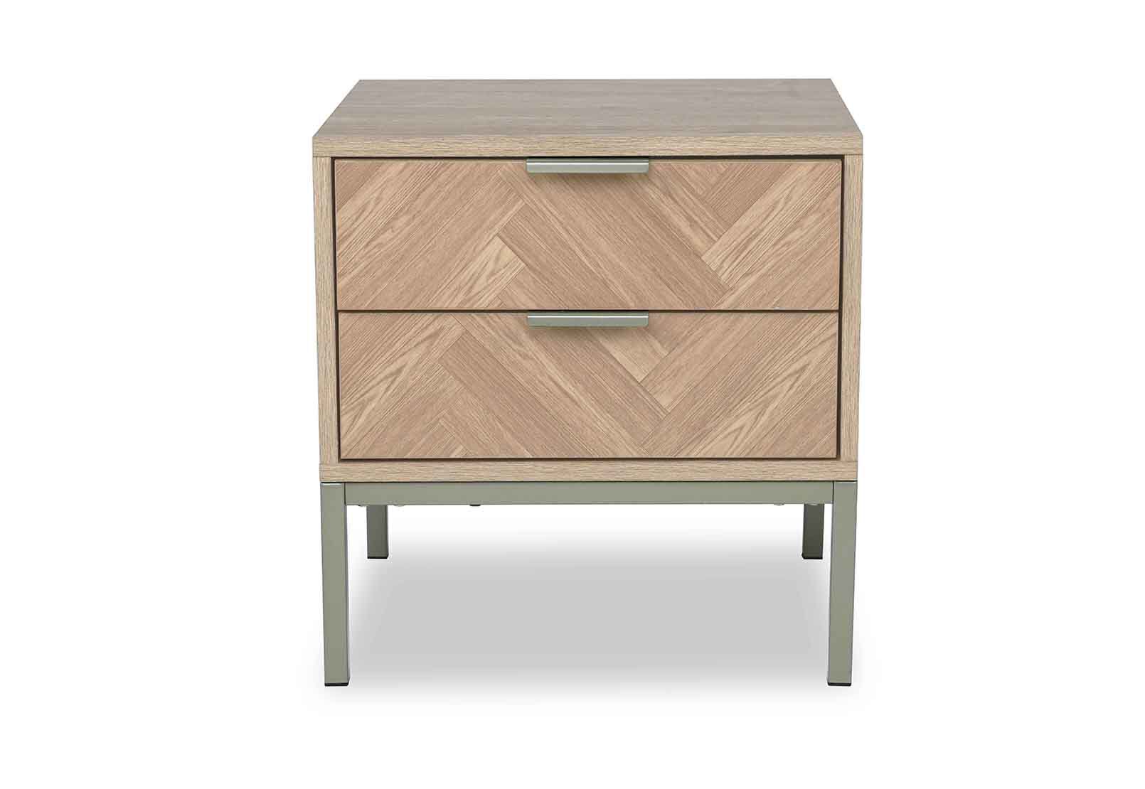 BELL 2 DRAWER BEDSIDE NATURAL/GOLD