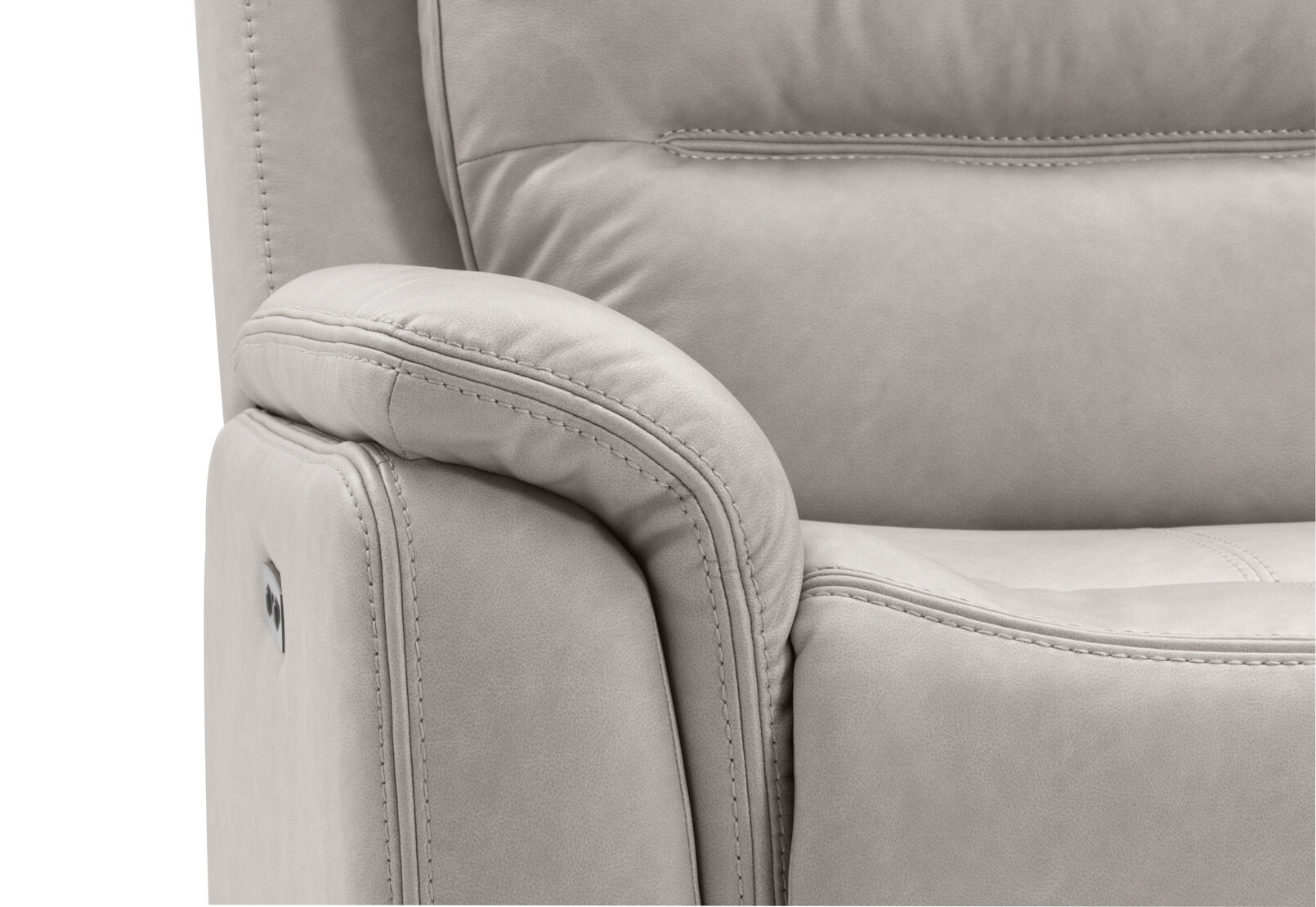 NADAL FABRIC 2 SEATER SOFA WITH ELECTRIC RECLINERS AND CONSOLE LIGHT GREY