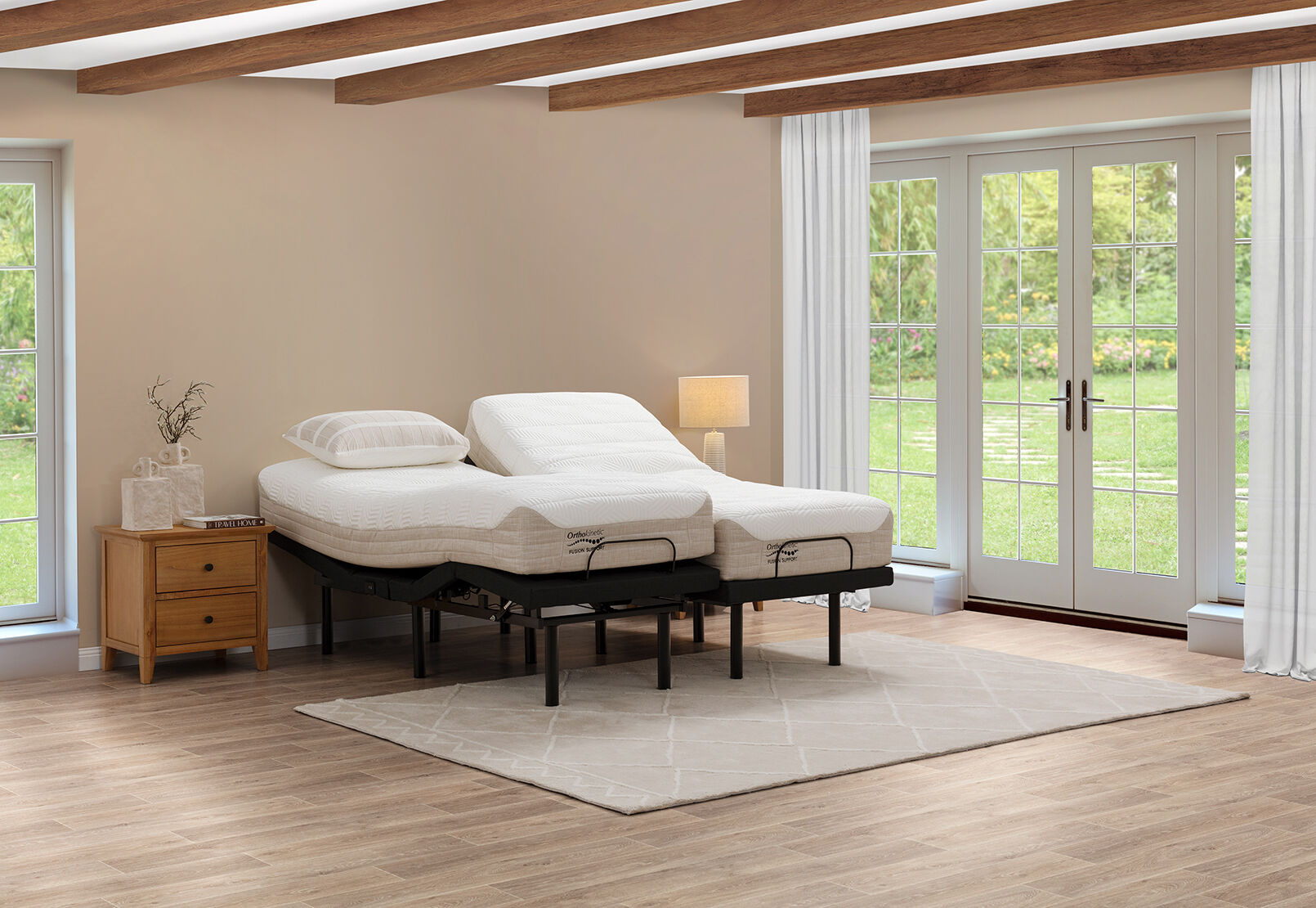 ORTHOKINETIC HYBRID FUSION FIRM SPLIT KING MATTRESS GREY/ WHITE