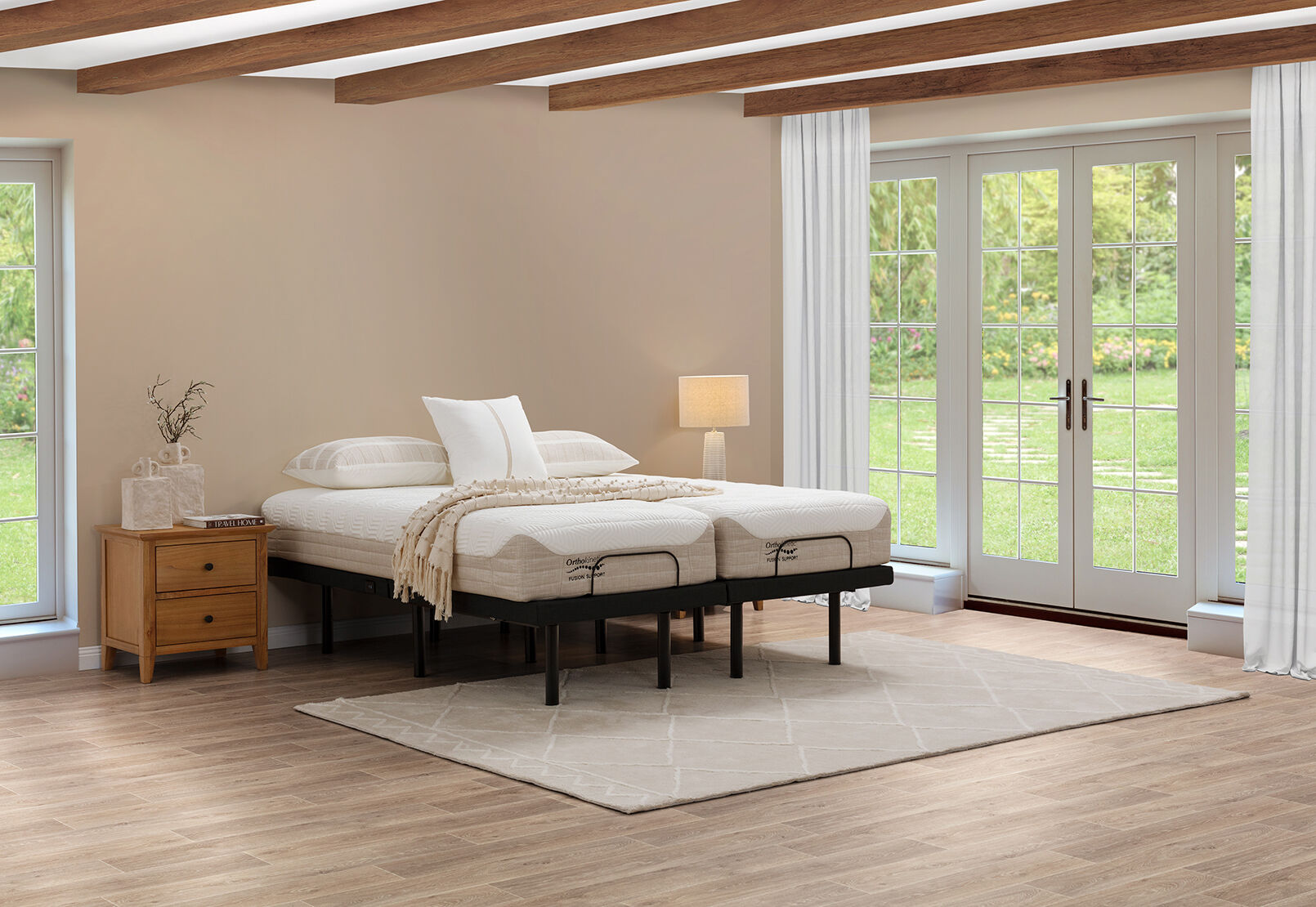 ORTHOKINETIC HYBRID FUSION FIRM SPLIT KING MATTRESS GREY/ WHITE