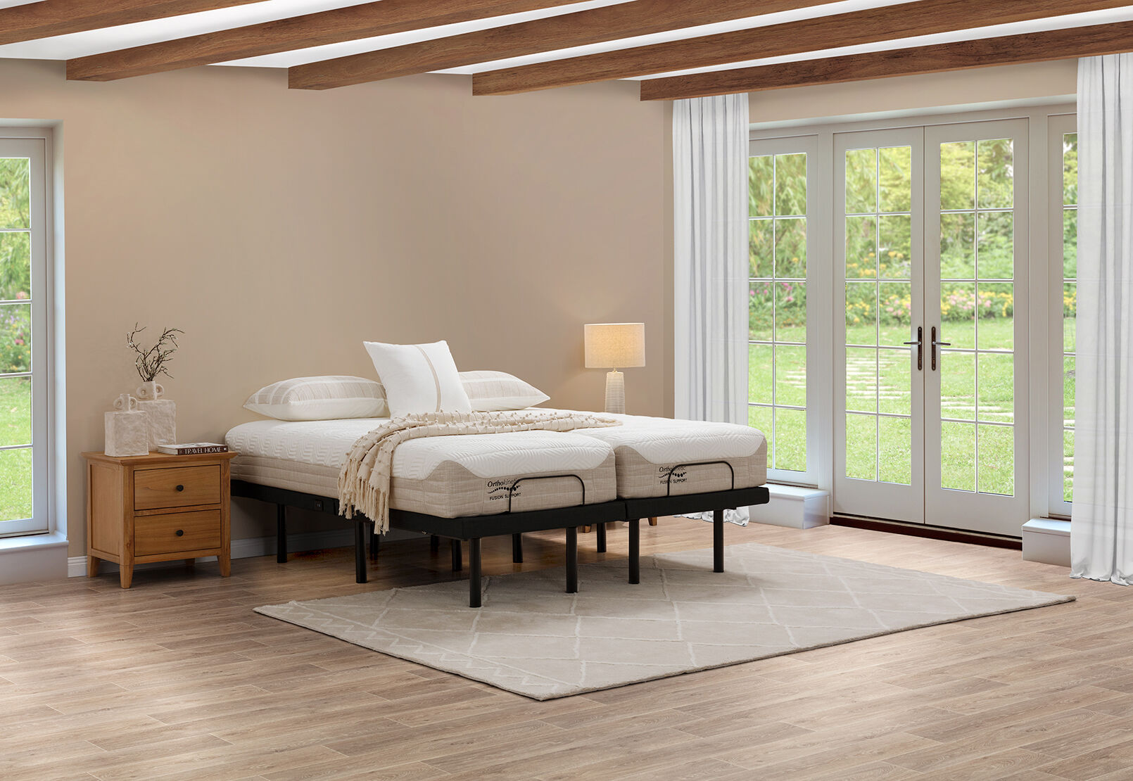 ORTHOKINETIC HYBRID FUSION FIRM SPLIT KING MATTRESS GREY/ WHITE