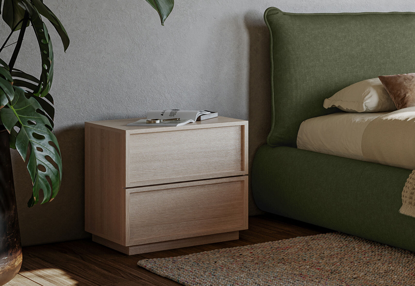 WATKINS 2 DRAWER BEDSIDE NATURAL
