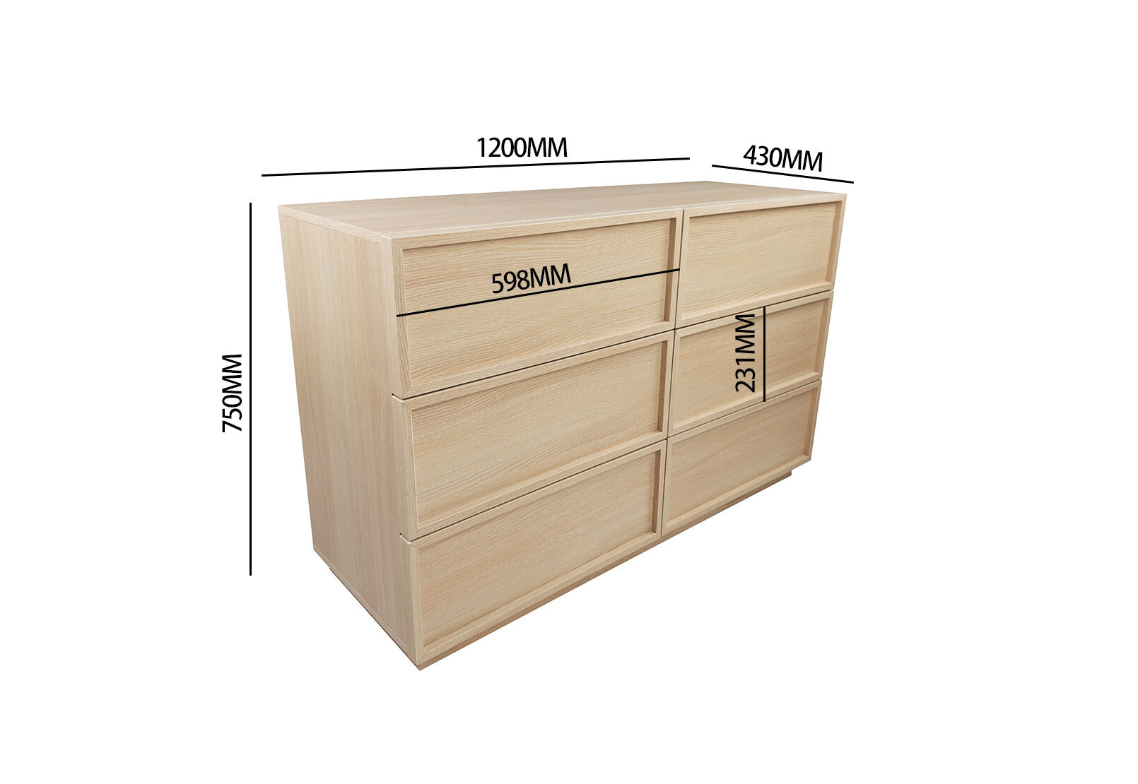 WATKINS 6 DRAWER DRESSER NATURAL