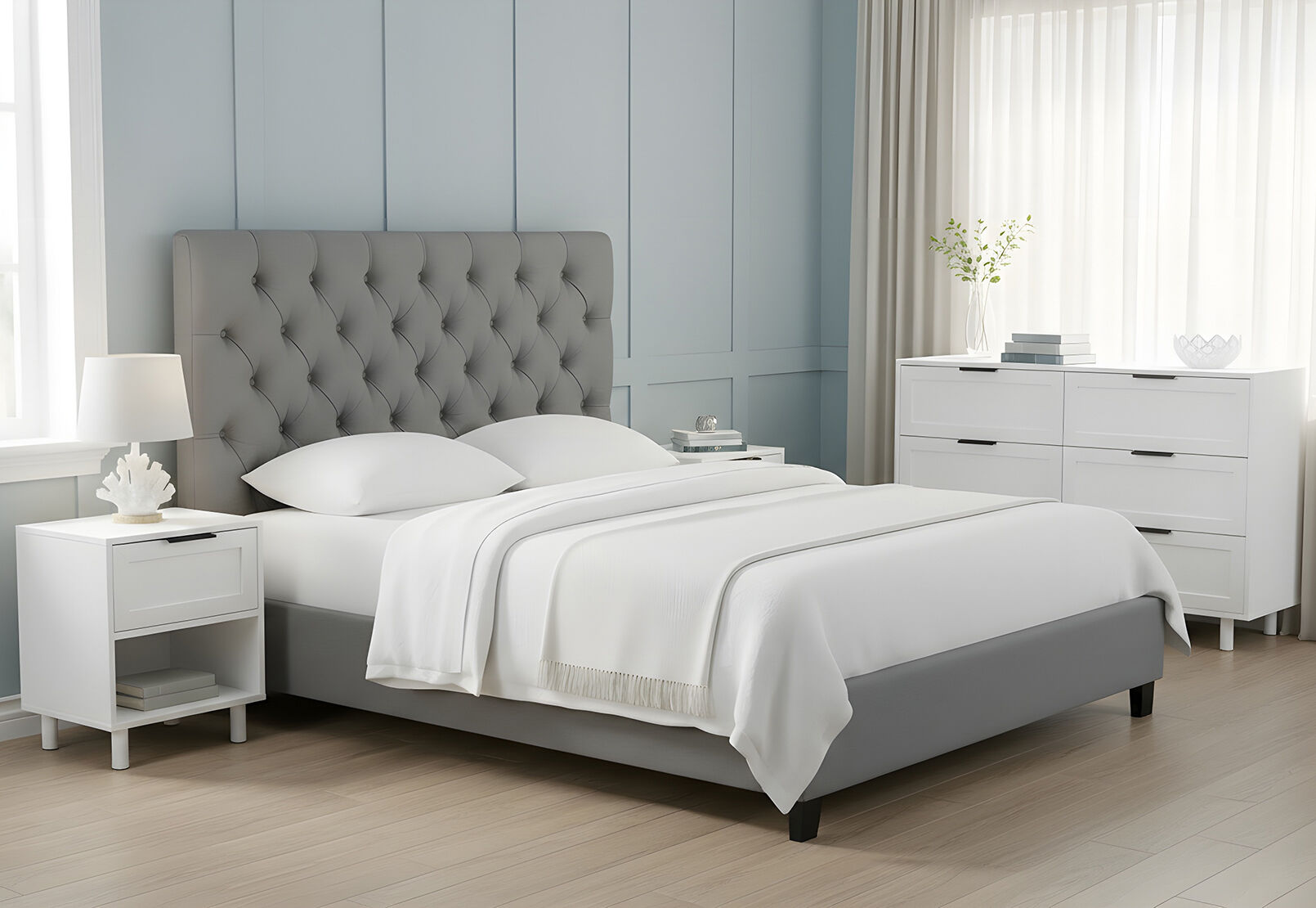 PAISLEE QUEEN BED GREY