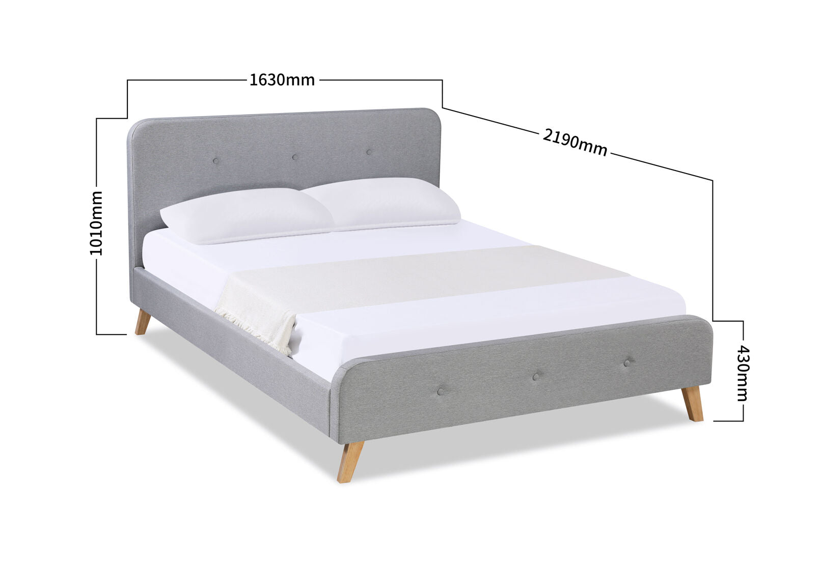 SADIE QUEEN BED LIGHT GREY