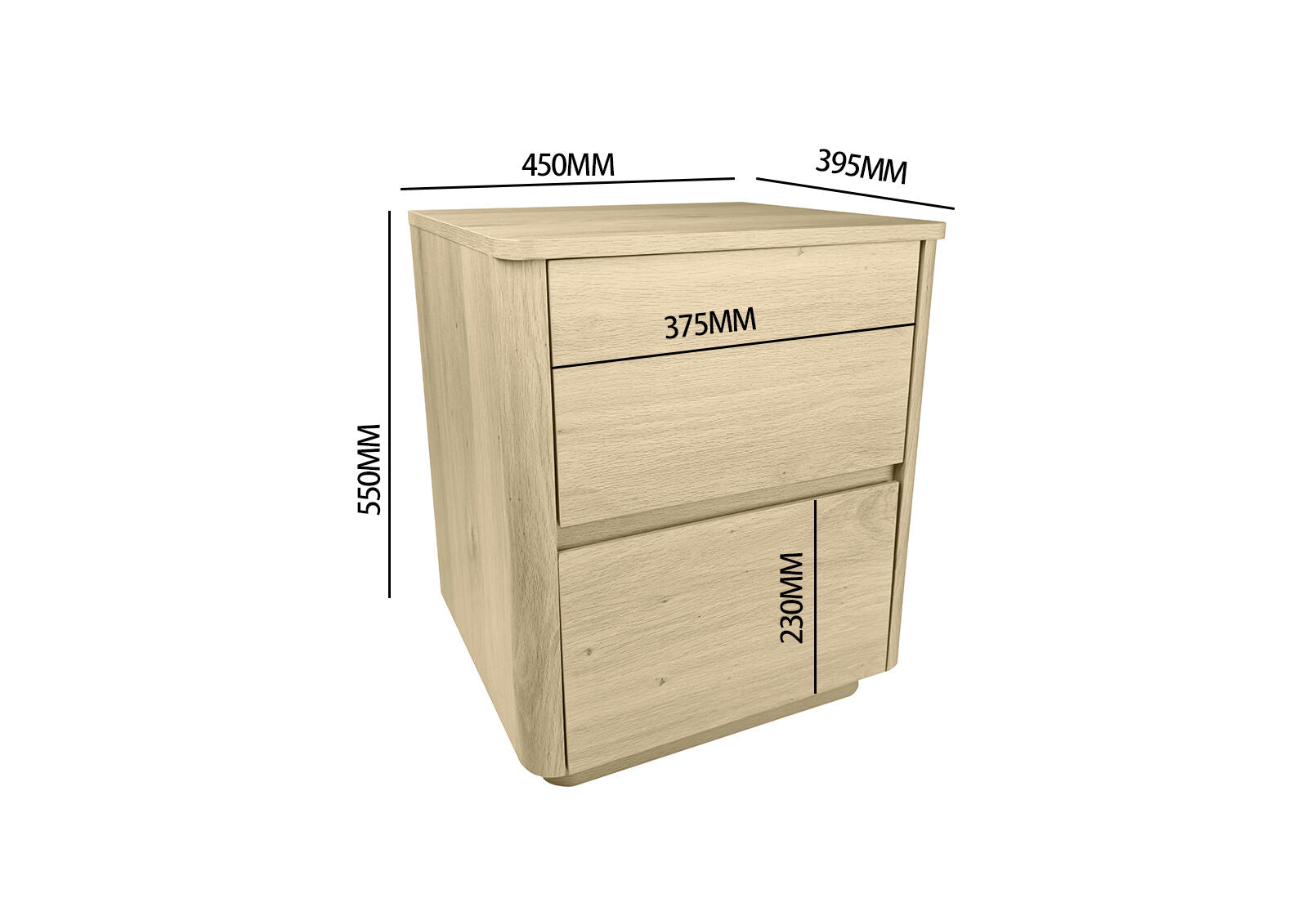 SERRANO 2 DRAWER BEDSIDE NATURAL