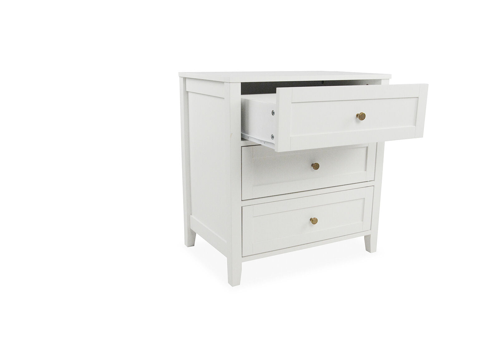 ROBERTSON 3 DRAWER BEDSIDE WHITE