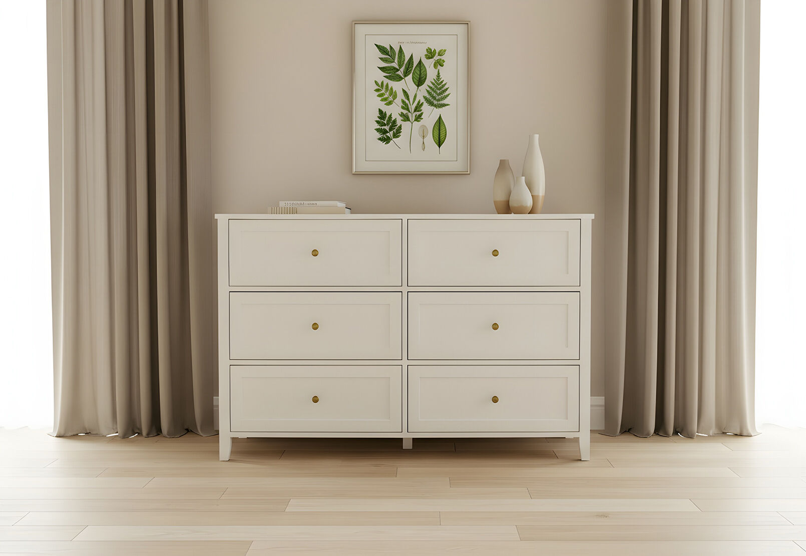 ROBERTSON 6 DRAWER DRESSER WHITE