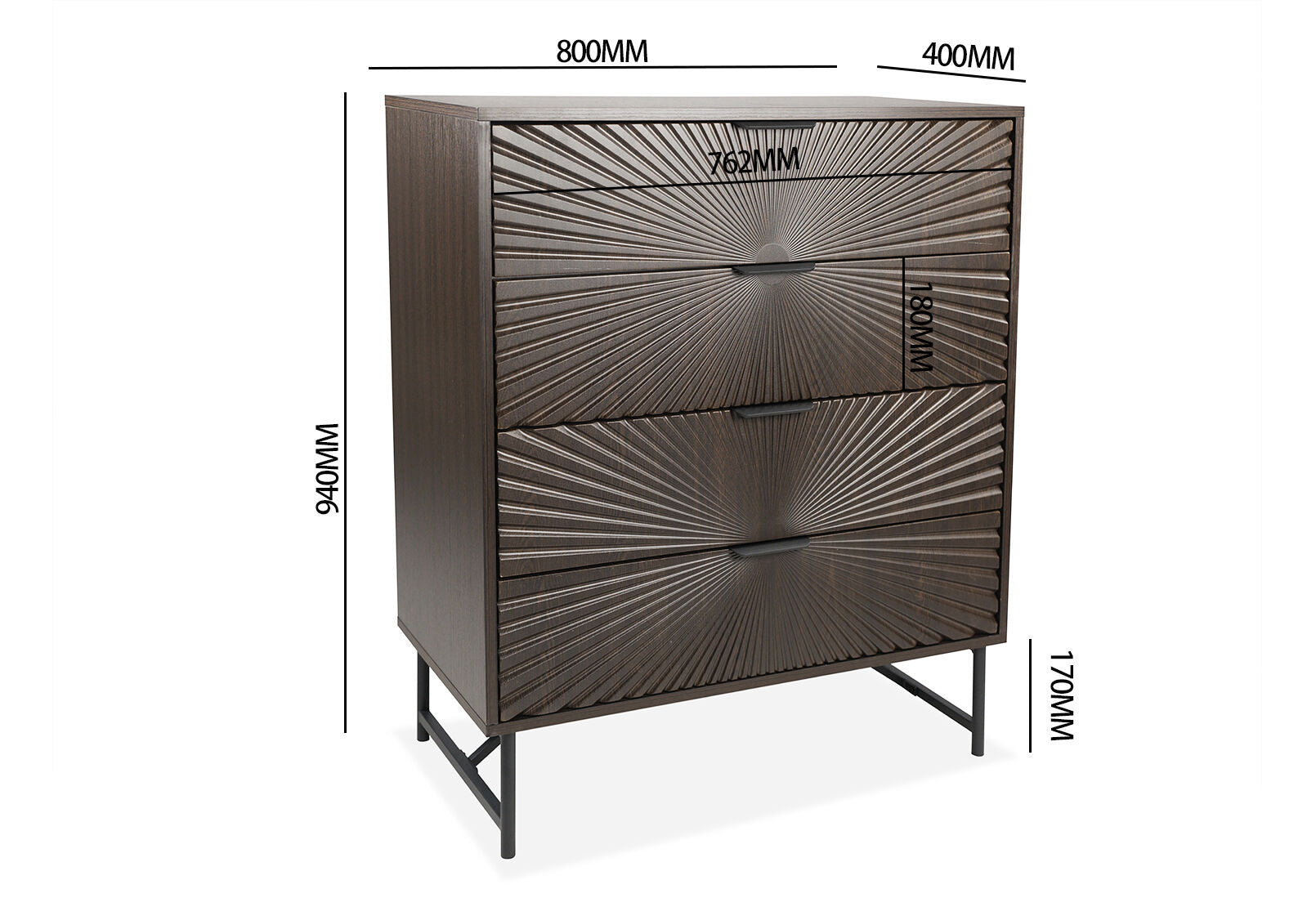 WALLS 4 DRAWER TALL CHEST WALNUT