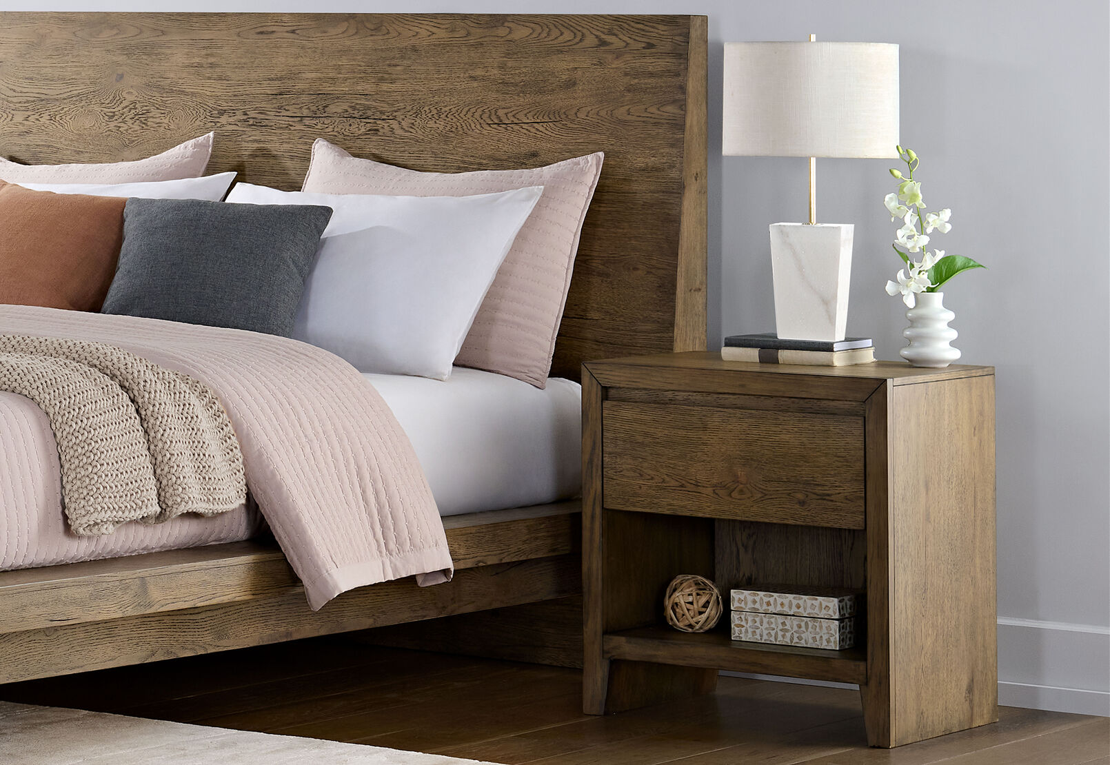 DEANDRE 1 DRAWER BEDSIDE WALNUT