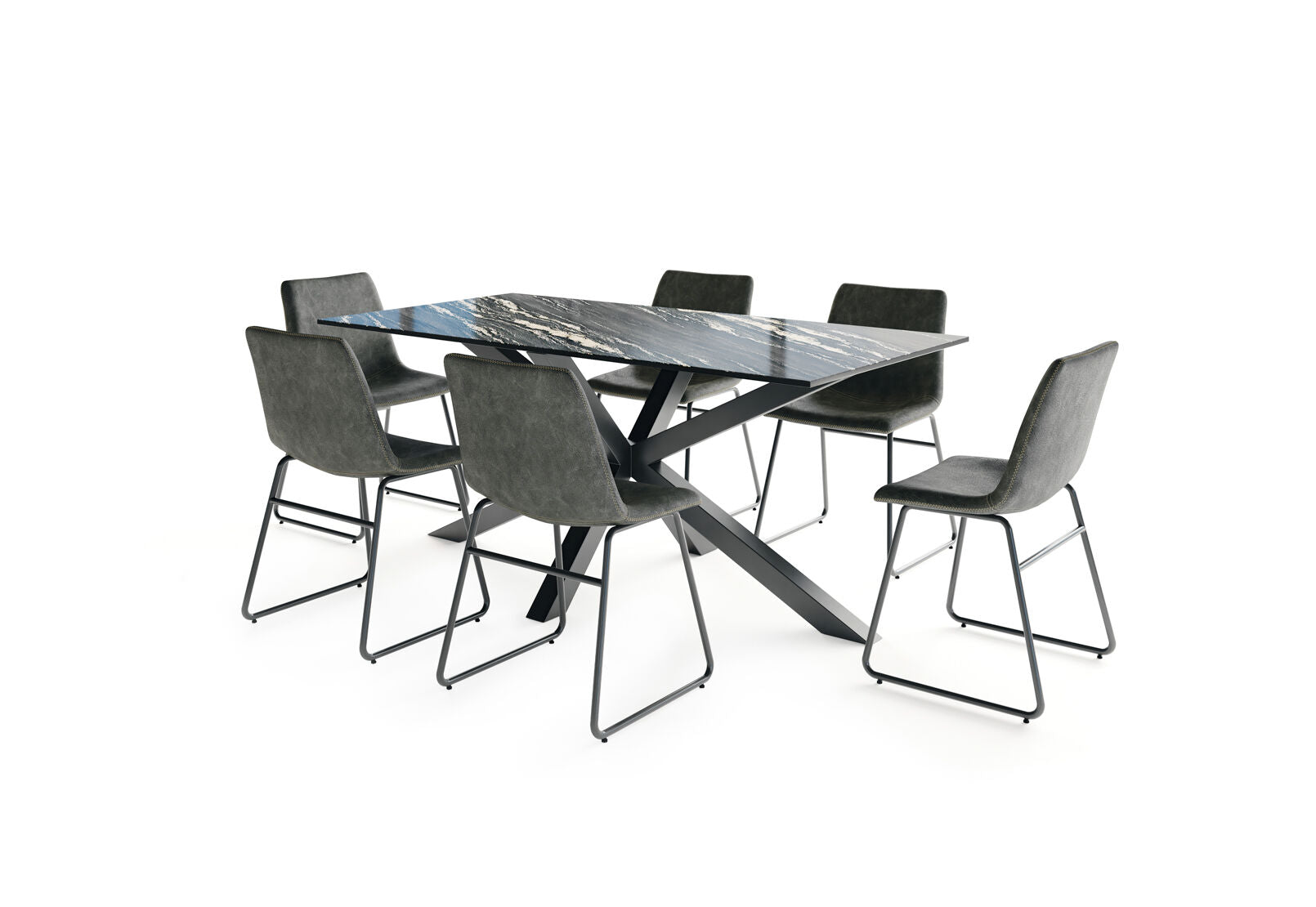BRONTES 7 PIECE DINING SUITE WITH LOIRE DINING CHAIR BLACK