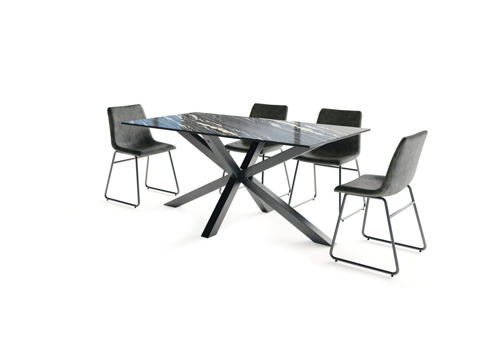 BRONTES 7 PIECE DINING SUITE WITH LOIRE DINING CHAIR BLACK