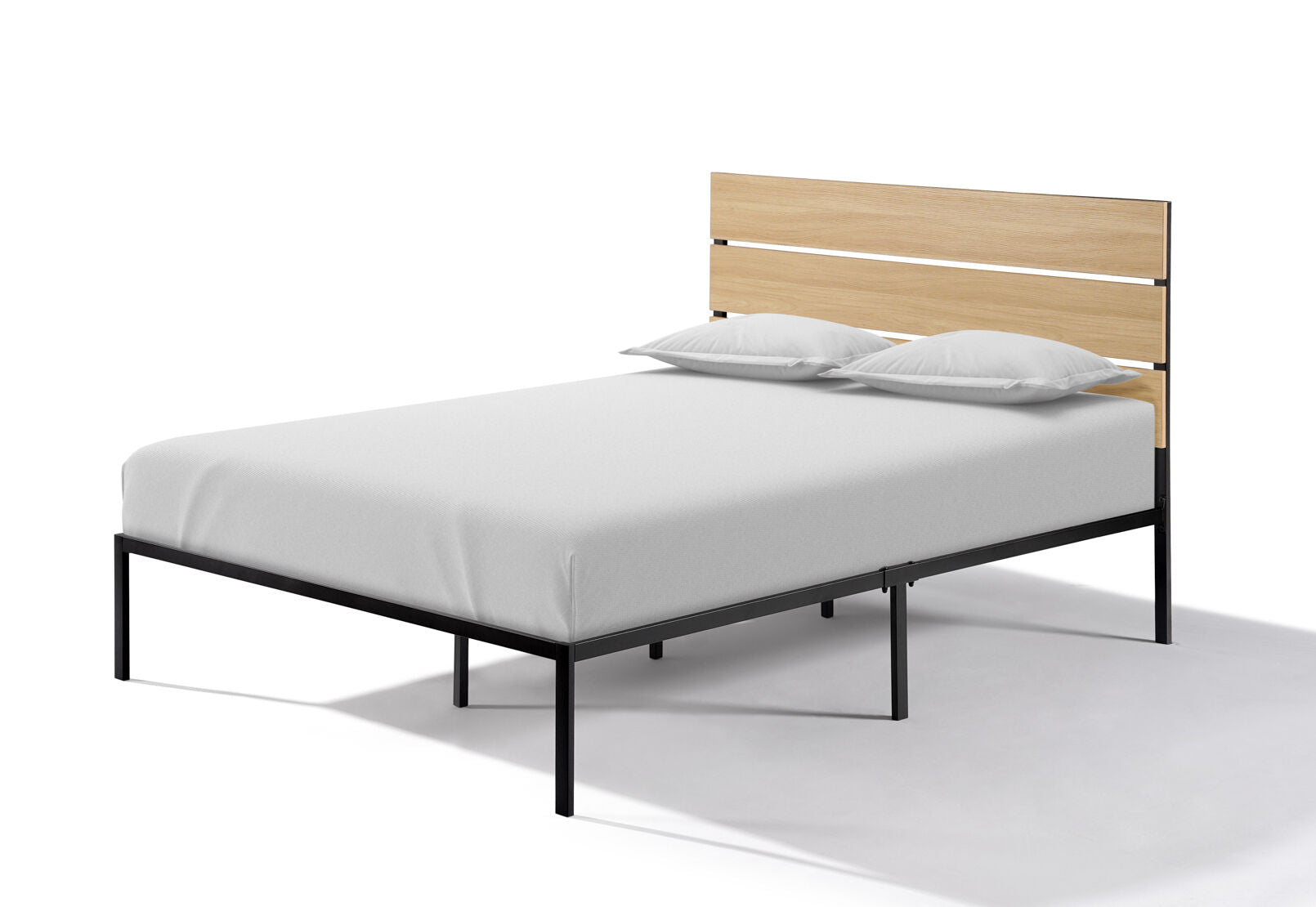 DENNIS QUEEN BED BLACK/NATURAL