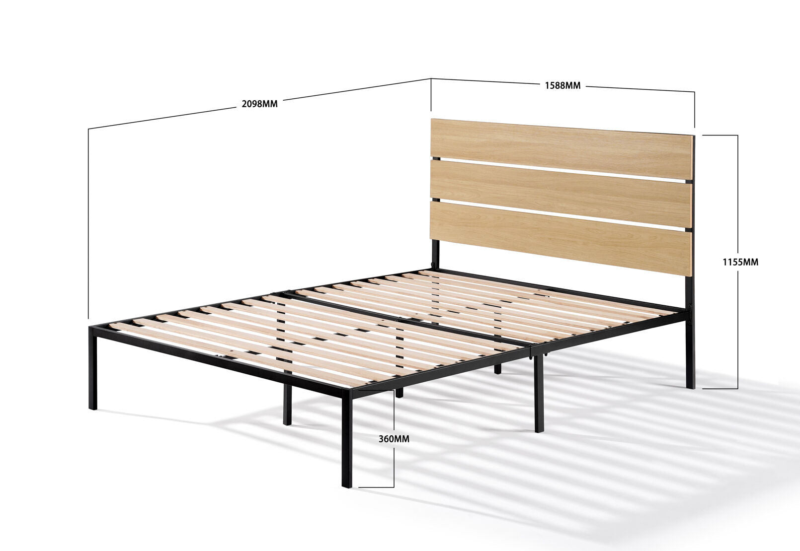 DENNIS QUEEN BED BLACK/NATURAL