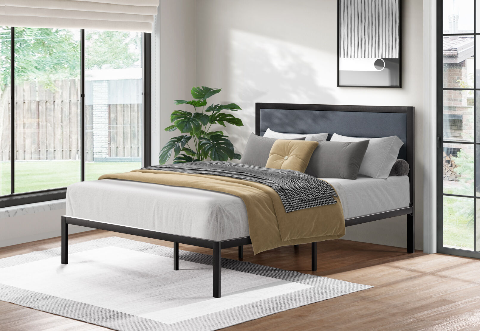 HERNANDEZ QUEEN BED BLACK/GREY